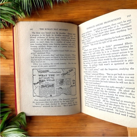 VINTAGE The Roman Hat Mystery by Ellery Queen - Hardcover Book (1932 Edition) - Picture 8 of 10